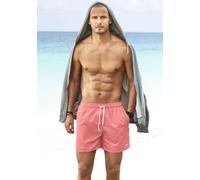 Badeshorts BENCH., Herren, Gr. M (50), N-Gr, rot (lachs), Microfaser, Microfaser, Polyester, kontrastfarbene Details, Badehosen Badeshorts, in modischen Pastellfarben (79326552-M) lachs