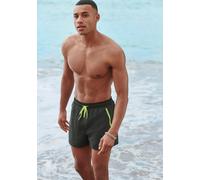 Badeshorts BENCH., Herren, Gr. M (50), N-Gr, schwarz (schwarz, gelb), Microfaser, Polyester, kontrastfarbene Details, unifarben, Badehosen Badeshorts, mit Reißverschlusstaschen (12770133-M) schwarz, g