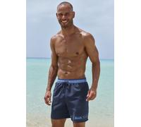 Badeshorts BENCH., Herren, Gr. S, N-Gr, blau (marine), Recycling-Polyester, kontrastfarbene Details, unifarben, Badehosen Badeshorts, mit Markenschriftzug (14393728-S) marine
