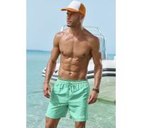 Badeshorts BENCH., Herren, Gr. S, N-Gr, grün (mint), Recycling-Polyester, kontrastfarbene Details, unifarben, Badehosen Badeshorts, mit Markenschriftzug (13681264-S) mint