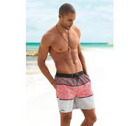 Badeshorts BENCH. "Mac" Gr. M (50), N-Gr, bunt (schwarz, bordeaux, grau) Herren Badehosen Badeshorts im trendigen Blockstreifen-Look (35084706-M)