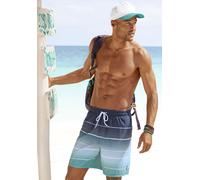 Badeshorts BENCH. "Sunset", Herren, Gr. L (52), N-Gr, blau (blau, türkis), Polyester, Farbverlauf, Badehosen Badeshorts, mit trendigem Streifenverlauf (72238651-L) blau, türkis