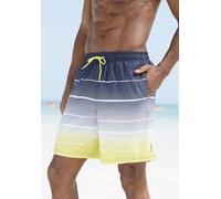 Badeshorts BENCH. "Sunset", Herren, Gr. L52, N-Gr, grau (grau, gelb), Polyester, Farbverlauf, Badehosen, mit trendigem Streifenverlauf (11975531-L) grau, gelb
