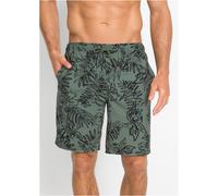 Badeshorts BONPRIX "Badeshorts Herren", Herren, Gr. 64/66, N-Gr, oliv, schwarz bedruckt, Web, Obermaterial: 100% Polyester. Netz: 100% Polyester, Badehosen Badeshorts, mit Innenslip und Münztasche aus