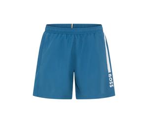 Badeshorts BOSS "Dolphin", Herren, Gr. L, N-Gr, mittelblau, Microfaser, Polyester, Badehosen Badeshorts, mit seitlichem Kontraststreifen (54349917-L) mittelblau