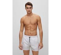 Badeshorts BOSS "Iconic", Herren, Gr. XL, N-Gr, weiß (weiß 100), Microfaser, Polyester, unifarben mit Farbeinsatz, Badehosen Badeshorts, mit Gesäßtasche (90333609-XL)