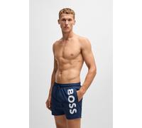 Badeshorts BOSS "Octopus", Herren, Gr. L, N-Gr, blau (navy 413), Web, Obermaterial: 100% Polyacryl, bedruckt, unifarben, Badehosen Badeshorts, Mit BOSS Logoschriftzug, elastischer Taillenbund mit Kord