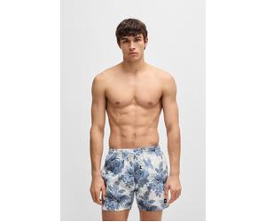 Badeshorts BOSS "Piranha", Herren, Gr. S (48), N-Gr, blau (open blau 483), Microfaser, Obermaterial: 100% Polyester, Badehosen Badeshorts, mit buntem Alloverdruck (42269701-S) open blau 483