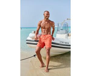 Badeshorts BRUNO BANANI, Herren, Gr. S, N-Gr, orange (orange bedruckt), Recycling-Polyester, bedruckt, Badehosen Badeshorts, mit floralem Design (12020007-S) orange bedruckt