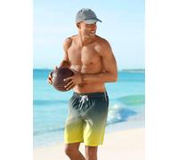 Badeshorts BUFFALO, Herren, Gr. XL (54/56), N-Gr, grau (grau, gelb), Microfaser, Microfaser, Polyester, Farbverlauf, bedruckt, Badehosen Badeshorts, mit Farbverlauf (69420813-XL) grau, gelb