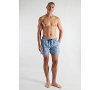 Badeshorts BUGATTI, Herren, Gr. 4, N-Gr, blau (blau, mittel, streifen), Popeline, Obermaterial: 100% Polyester, Badehosen Badeshorts, mit Logodruck, gestreift, mit Kordelzug, bequem (93450927-4) blau,