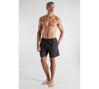 Badeshorts BUGATTI, Herren, Gr. 7, N-Gr, schwarz (schwarz, dunkel, minimal), Popeline, Obermaterial: 100% Polyester, Badehosen Badeshorts, mit Print, mit Kordelzug, bequem (53573852-7) schwarz, dunkel