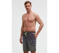 Badeshorts CAMP DAVID, Herren, Gr. L, Normalgrößen, schwarz, grün olive, Elasthan, Polyamid, Polyester, bedruckt, Badehosen Badeshorts, mit Einschubtaschen (51682150-L) schwarz, grün olive