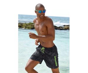 Badeshorts CHIEMSEE "Esra", Herren, Gr. S (46/48), N-Gr, schwarz (schwarz, bedruckt), Polyester, bedruckt, Badehosen Badeshorts, mit Dschungelprint (24008204-S) schwarz, bedruckt