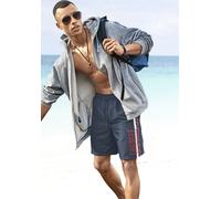 Badeshorts CHIEMSEE, Herren, Gr. M (50), Kurz, blau (marine (kurzgröße)), Microfaser, Microfaser, Polyester, kontrastfarbene Details, Badehosen Badeshorts, in 2-Längen und mit Markenschriftzug (982149