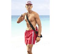 Badeshorts CHIEMSEE, Herren, Gr. M (50), Kurz, rot (rot (kurzgröße)), Microfaser, Microfaser, Polyester, kontrastfarbene Details, Badehosen Badeshorts, in 2-Längen und mit Markenschriftzug (83553364-M