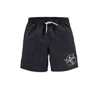 Badeshorts CHIEMSEE "Melange Kids", Jungen, Gr. 134/140, N-Gr, schwarz, Polyester, Melange-Effekt, Badehosen Badeshorts, mit Logoprint (24565748-134) schwarz