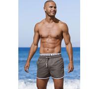 Badeshorts COPENHAGEN STUDIOS, Herren, Gr. XXL (58/60), N-Gr, grau, Recycling-Polyester, unifarben mit Farbeinsätzen, Badehosen Badeshorts, mit elastischem Bund (69579119-XXL) grau