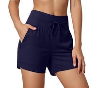 Badeshorts Damen Schwimmen Boardshorts Upf50+ Uva Schutz Schnelltrocknend Sommer Bikini Shorts High Waist Trunks 5" Mit Liner Taschen Armeegrün Beige Schwarz Dunkelgrau Marine Lila Himmelblau