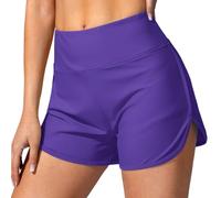 Badeshorts für Damen, kurvig, Menstruations-Badeanzug, Bauchkontrolle, Swimming, Badehose, schnelltrocknend, Meer, Slip Shorts, Surfshorts, violett, XL