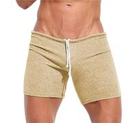 Badeshorts für Herren, Sportshorts, Schwimmshorts, kurze Hose, lässig, aus Sweatshirt, Übergröße, eng anliegende Herren-Badehose, kaki, S