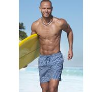 Badeshorts H.I.S, Herren, Gr. L (52), N-Gr, blau (blau bedruckt), Microfaser, Recycling-Polyester, bedruckt, Badehosen Badeshorts, aus recycelten Material (76541122-L) blau bedruckt