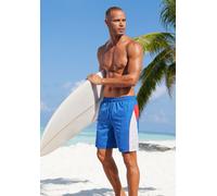 Badeshorts H.I.S, Herren, Gr. S (46/48), N-Gr, blau (blau, rot), Microfaser, Recycling-Polyester, unifarben mit Farbeinsätzen, Badehosen Badeshorts, im Colorblocking-Design (58139943-S) blau, rot