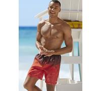 Badeshorts H.I.S, Herren, Gr. XXL (58/60), N-Gr, rot (rot bedruckt), Microfaser, Recycling-Polyester, Farbverlauf, bedruckt, Badehosen Badeshorts, mit Farbverlauf (26288453-XXL) rot bedruckt