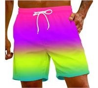 Badeshorts Herren Badehose Männer Schnelltrocknend Schwimmhose Boardshorts Herren Schwimmshort Herren Farbverlauf Kurze Hosen Men Lässig Strandhose Shorts mit Verstellbarem Tunnelzug