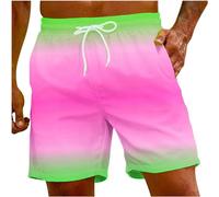 Badeshorts Herren Badehose Männer Schnelltrocknend Schwimmhose Boardshorts Herren Schwimmshort Herren Farbverlauf Bequem Baggy Hawaii-Shorts Lässig Strandhose Shorts mit Verstellbarem Tunnelzug
