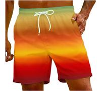 Badeshorts Herren Badehose Männer Schnelltrocknend Schwimmhose Boardshorts Herren Schwimmshort Herren Farbverlauf Kurze Hosen Men Lässig Strandhose Shorts mit Verstellbarem Tunnelzug