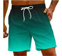 Badeshorts Herren Badehose Männer Schnelltrocknend Schwimmhose Boardshorts Herren Schwimmshort Herren Farbverlauf Kurze Hosen Men Lässig Strandhose Shorts mit Verstellbarem Tunnelzug