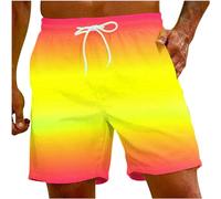 Badeshorts Herren Badehose Männer Schnelltrocknend Schwimmhose Boardshorts Herren Schwimmshort Herren Farbverlauf Kurze Hosen Men Lässig Strandhose Shorts mit Verstellbarem Tunnelzug