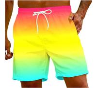 Badeshorts Herren Badehose Männer Schnelltrocknend Schwimmhose Boardshorts Herren Schwimmshort Herren Farbverlauf Bequem Baggy Hawaii-Shorts Lässig Strandhose Shorts mit Verstellbarem Tunnelzug