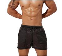 Badeshorts Herren,Einfarbiges Elastische Taille Kordelzug Kurze Hosen Mit 2 Taschen Atmungsaktiv Strandhose Basic Bermuda Shorts Sports Shorts Swimming Shorts Jogginghose Kurz
