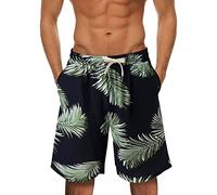 Badeshorts Herren Kurz, Schwimmhose Herren Kurz, Mit Verstellbarem Kordelzug 3D Blumenmuster Board Shorts Swim Trunks Strandhose Sporthose Kurz Mit Taschen
