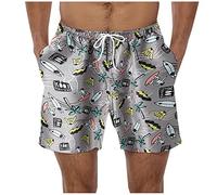 Badeshorts Herren， Musterdruck Elastische Taille Tunnelzug Kurze Hosen Mit Taschen Atmungsaktiv Schwimmhose Basic Bermuda Shorts Badehose Kurz Swimming Shorts Boardshorts