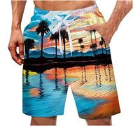 Badeshorts Herren， Musterdruck Elastische Taille Tunnelzug Kurze Hosen Mit Taschen Atmungsaktiv Strandhose Basic Bermuda Shorts Jogginghose Kurz Swimming Shorts Sports Shorts