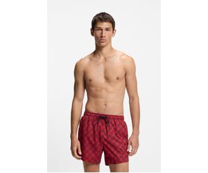 Badeshorts HUGO UNDERWEAR "AARON", Herren, Gr. XL (54), N-Gr, rot (open pink 694), Web, Obermaterial: 100% Polyester. Futter: 100% Polyester, Badehosen Badeshorts, mit Schachbrett-Logos, elastischer B