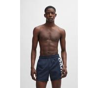 HUGO Herren ABAS Badeshorts mit vertikalem Logo-Print Dunkelblau M