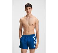 Badeshorts HUGO UNDERWEAR "ABAS", Herren, Gr. XXL (56), N-Gr, blau (bright blau 432), Microfaser, Polyester, kontrastfarbene Details, unifarben, Badehosen Badeshorts, seitlich mit großem HUGO Logo-Pri