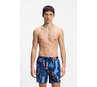 Badeshorts HUGO UNDERWEAR "CALALA", Herren, Gr. M (50), N-Gr, dunkelblau 401, Microfaser, Obermaterial: 100% Polyester, Badehosen Badeshorts, mit tropischen Muster (94453003-M) dunkelblau 401