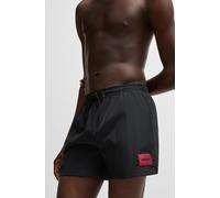 HUGO Herren Dominica Schnell trocknende Badeshorts mit Logo-Label Schwarz001 S
