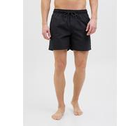 Badeshorts JACK & JONES "JPSTMAUI Badeshort mit elastischem Bund und normalem Schnitt", Herren, Gr. L, N-Gr, schwarz, Web, Polyester, unifarben, Badehosen Badeshorts, unifarben, modisch, slim fit, Pol