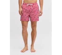 Badeshorts JACK & JONES "JPSTMAUI BREEZE MINI STRIPE SWIM SRT SN", Herren, Gr. S, N-Gr, rot (true rot), Web, Kunstfaser, bedruckt, gestreift, Badehosen Badeshorts, Kunstfaser, normal geschnitten (6312