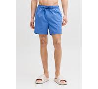 Badeshorts JACK & JONES "JPSTMAUI TROPIC SOLID SWIM SHORTS SN", Herren, Gr. XS, N-Gr, blau (delft), Web, Obermaterial: 100% Polyester, unifarben, Badehosen Badeshorts, Kunstfaser, normal geschnitten (
