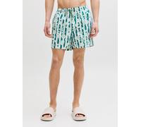 Badeshorts JACK & JONES "JPSTMAUI VIBES NOVELTY AOP SWIM SHORT SN", Herren, Gr. XXL, N-Gr, granite grün, Web, Polyester, bedruckt, Badehosen Badeshorts, Kunstfaser (42557208-XXL) granite grün