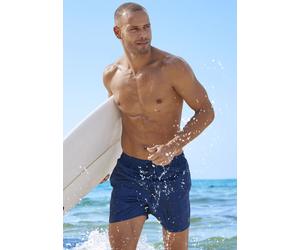 Badeshorts JOHN DEVIN, Herren, Gr. S, N-Gr, blau (marine), Microfaser, Recycling-Polyester, unifarben, Badehosen Badeshorts, mit klassischem Style (18381102-S) marine