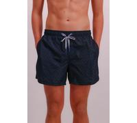 Badeshorts JOOP "Diamond Cornflower", Herren, Gr. M, N-Gr, schwarz sapphire aop, Microfaser, Obermaterial: 100% Polyester, bedruckt, Badehosen Badeshorts, Signature-Design, kleine Schlitze an den Bein