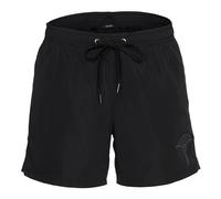Badeshorts JOOP "Solid", Herren, Gr. L, N-Gr, schwarz (schwarz beauty), Microfaser, Obermaterial: 100% Polyester, unifarben, Badehosen Badeshorts, Cornflower-Logo, kurze Seitenschlitze (54564651-L) sc